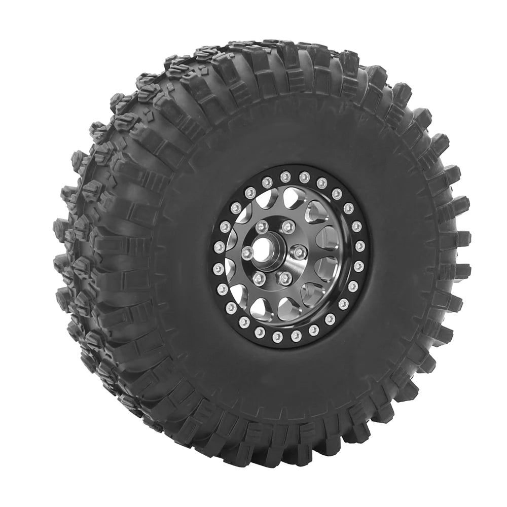Metal 1.9 Beadlock Wheel Rim Tires Set for 1/10 RC Crawler Car Axial SCX10 III AXI03007 90046 TRX-4 Redcat GEN 8