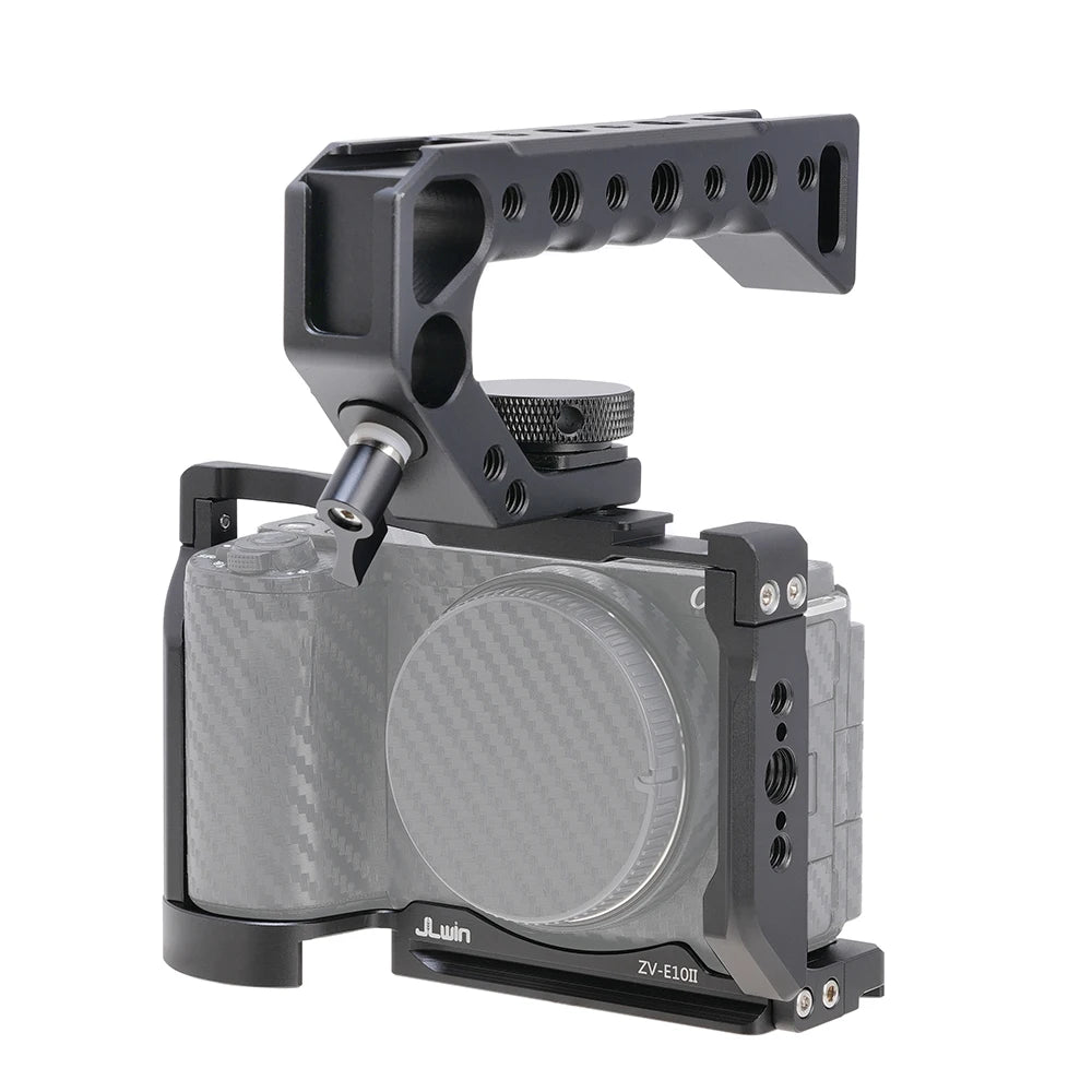 FOTGA ZV-E10 II Camera Cage With Wooden Handle Top Hand Grip Quick Release Plate Cage Kit Protective For Sony ZV-E10 II Camera