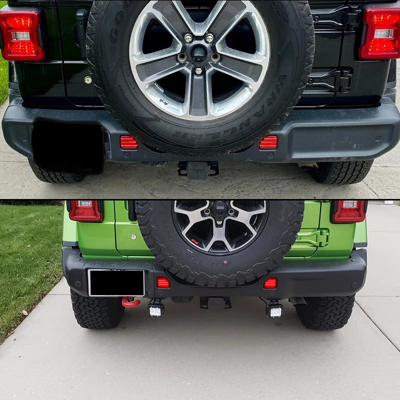 Red LED Car Rear Bumper Reflector Tail /Brake Lights Rear Fog Lights For 2018-up Jeep Wrangler JL Sahara Rubicon MOAB Trims ONLY
