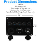 5 Gang Marine Boat Switch Panel Led Waterproof Circuit With Voltmeter Dual Usb Charger Panel Switch Boat Yacht 12v 24v