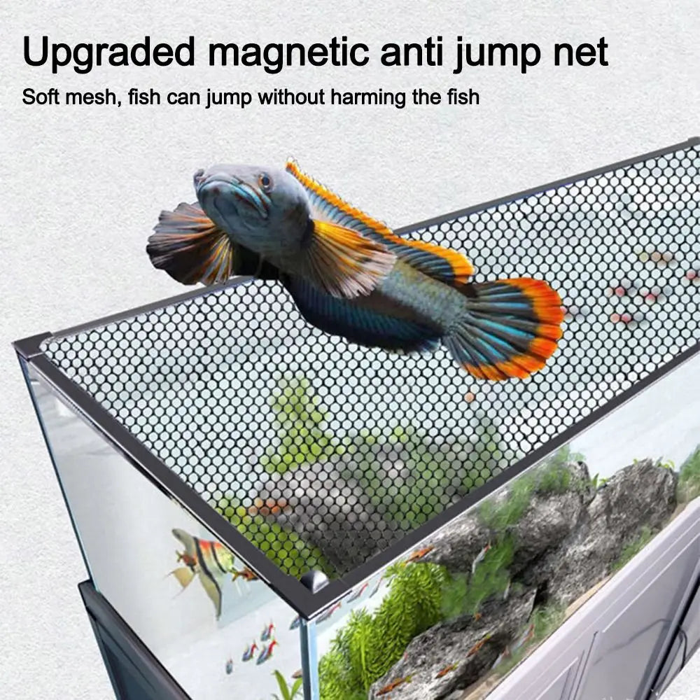 Durable Magnetic Fish Tank Lid Cover DIY Easy Installation Aquarium Anti-jump Net Turtle Tank Net Aquarium