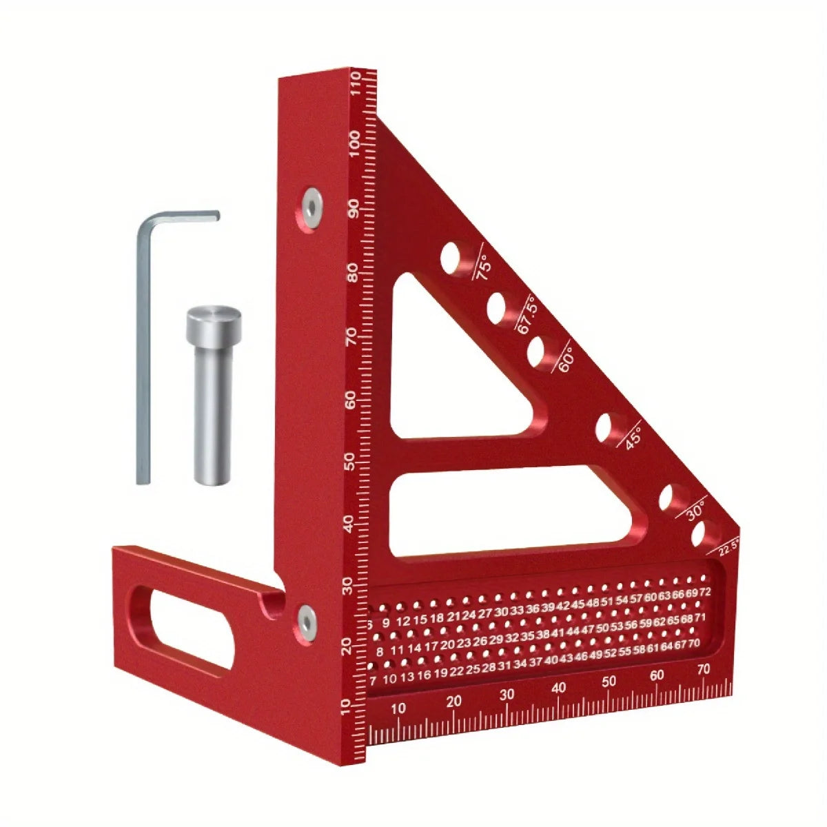 Lengthened Multi Angle 3D Square Protractor Drafting Triangle Metric Multi-angle Set Square with Angle Positioning Dowel Pin