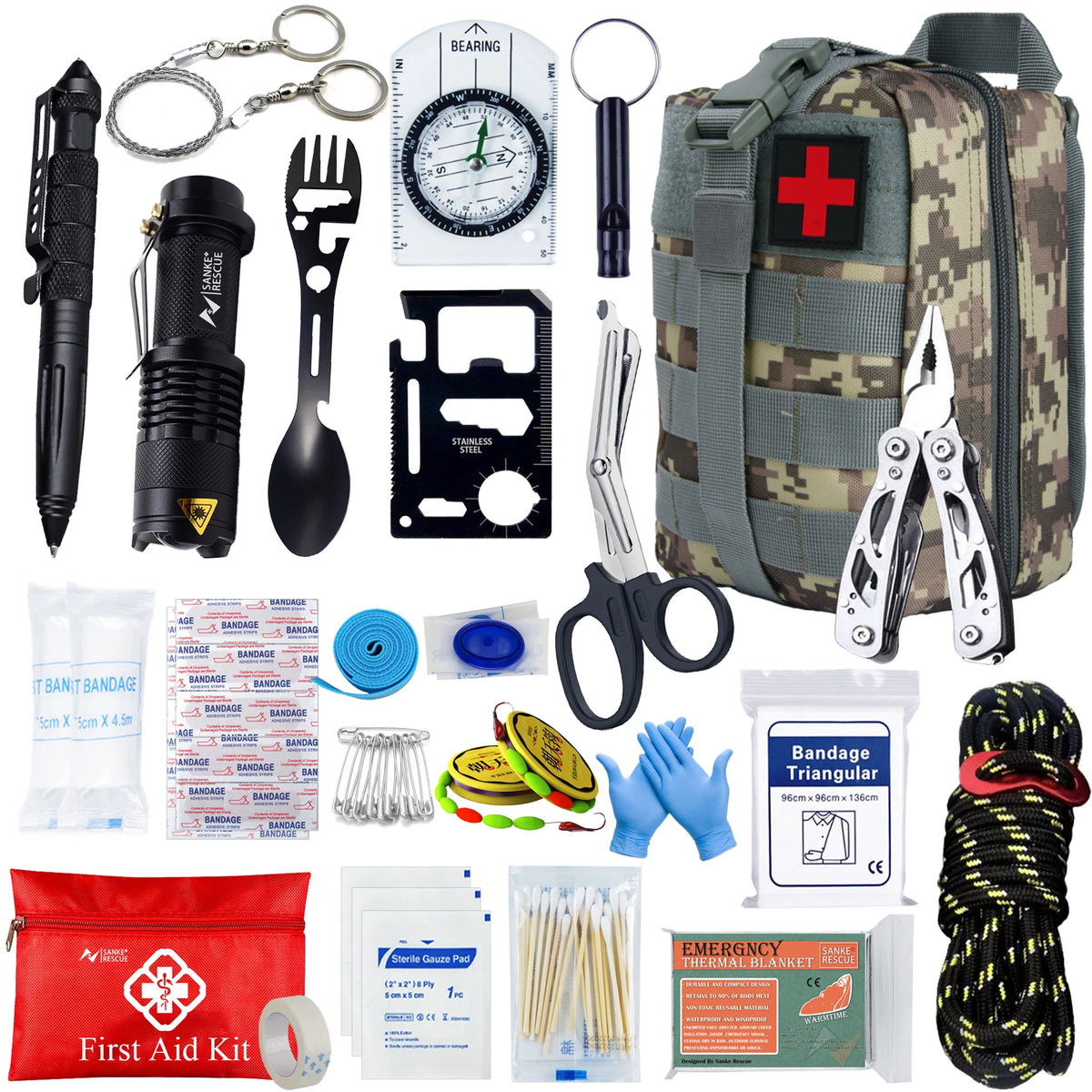 Survival First Aid Kit Survival Full Set Molle Outdoor Gear Emergency Kits Trauma Bag Camping Hiking IFAK Adventures EDC