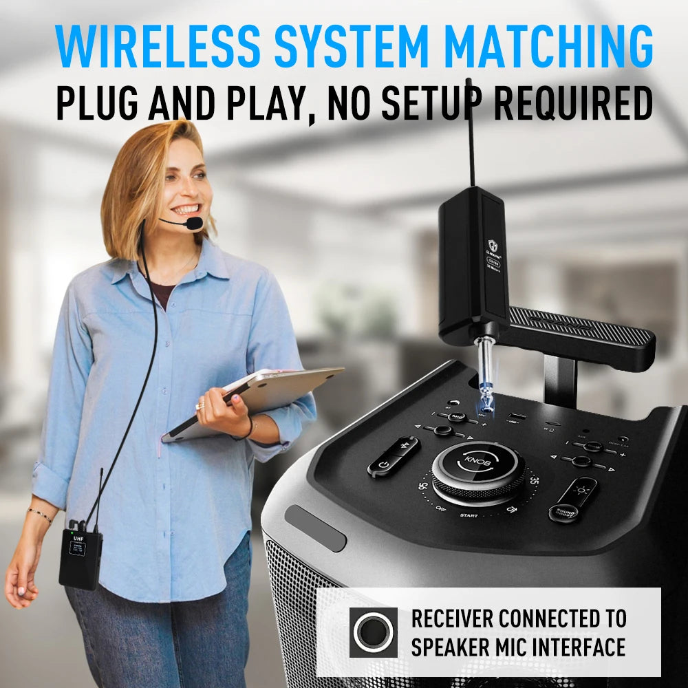 Wireless THeadset Microphone G-MARK GX100 Professional UHF Clip Mic 50M For Party Show Stage Wedding Church