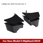 For 2024 Tesla Model 3 highland Rear Trunk Left Side Storage Box with Cover Tail Boot Organizer Partition Decoration Accessories