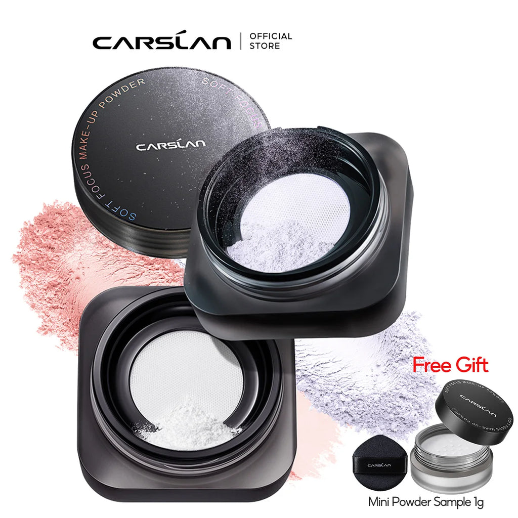 CARSLAN Black Magnetic Translucent Loose Setting Powder Makeup Waterproof Long Lasting Matte Oil Control Finishing Face Powder