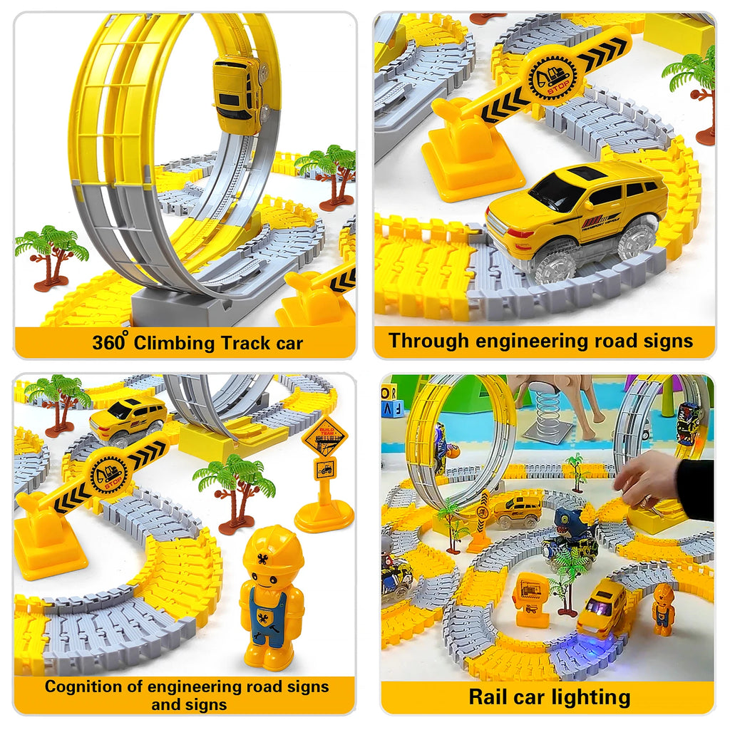 Children Electric Magical Flexible Track Toy Car Engineering Car Kids Educational Toys Train Toys for Children Birthday Gift