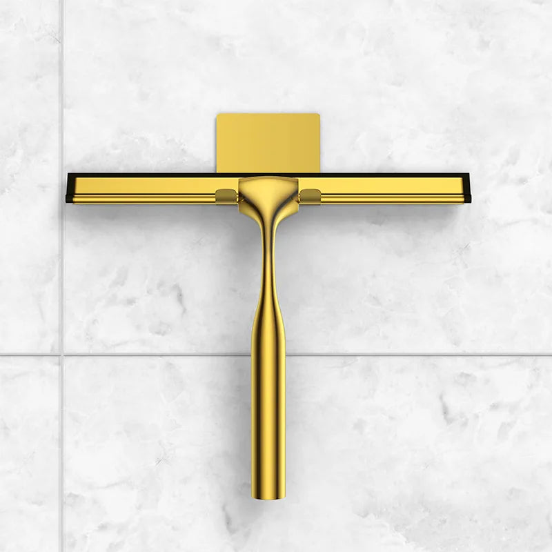All-Purpose Shower Squeegee 10'' Golden Color Silicone Scrape Stainless Steel Handle Wiper Bathroom Mirror Glass Car Squeegee
