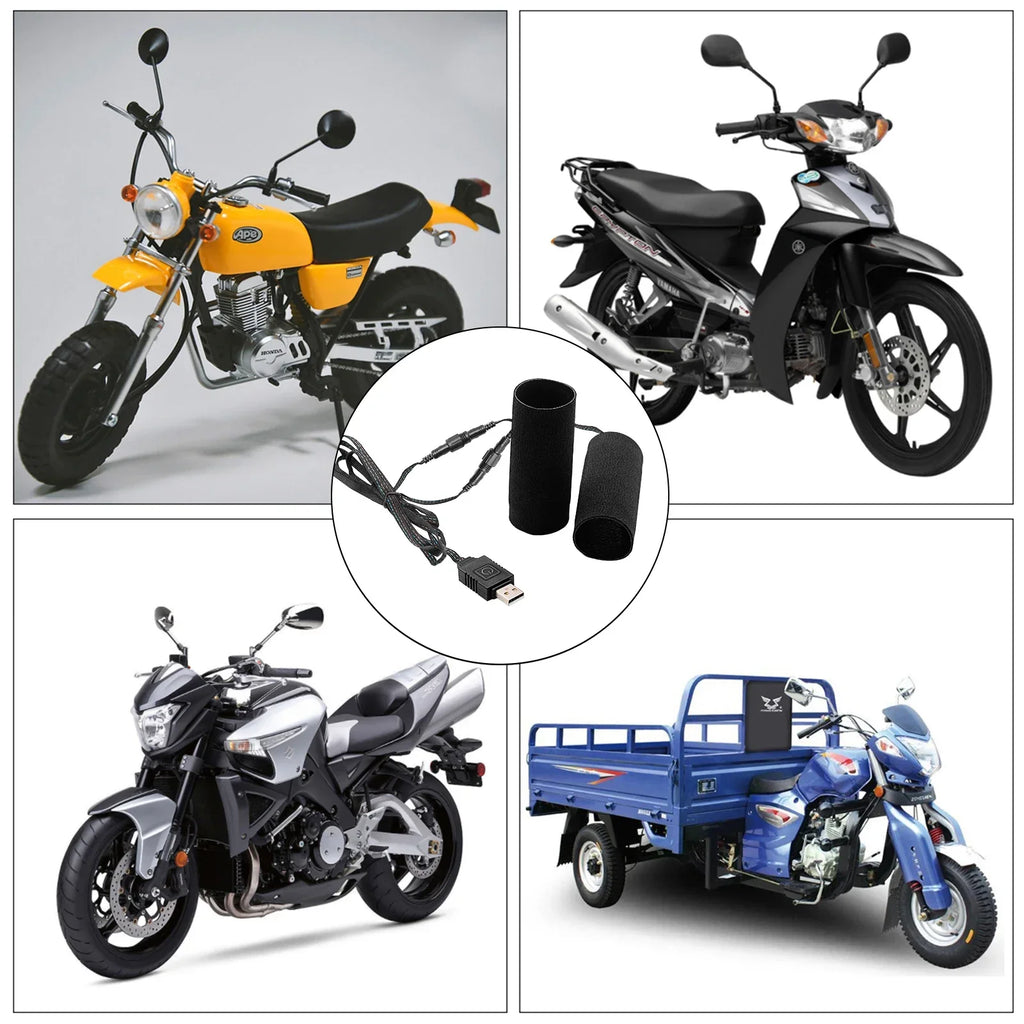 Extractme Motorcycle Heated Handgrips 5V USB 6 Gear Warmer Electric Heated Grip Cover Anti Vibration Anti Slip Fast Heating Kits