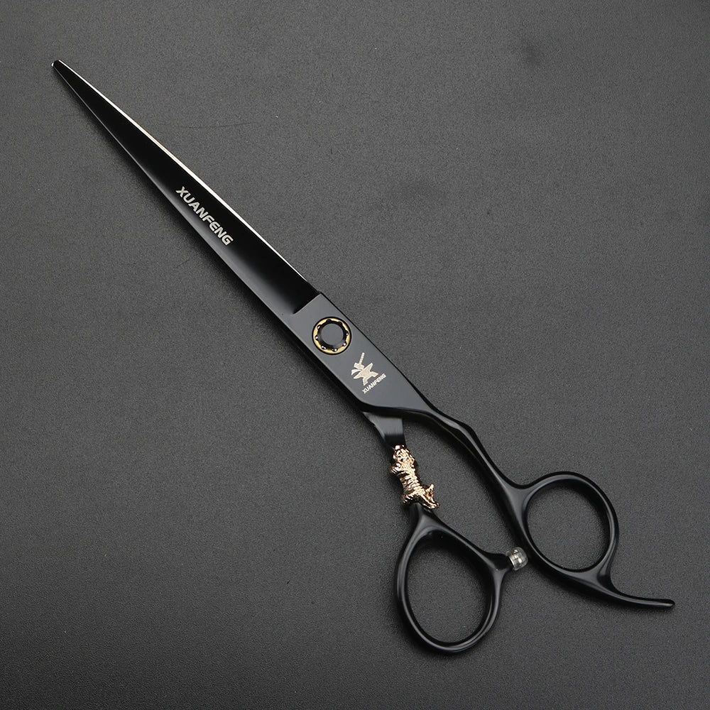 XUANTENG 7-inch black hair cutting scissors with bearing design, barber scissors