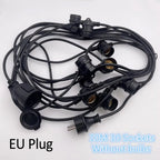 10M Cable LED String Commercial Grade Waterproof with E27 Sockets For Outdoor Holiday Garland Wedding Lighting Garden Decor