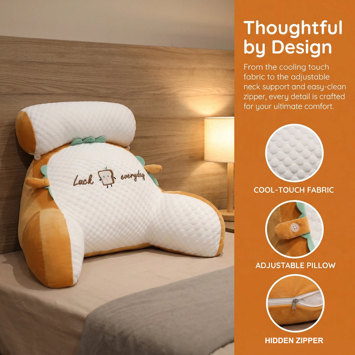 Reading Pillow for Adults, Ergonomic Back Wedge Support, with Cooling Cover for Watching TV, Gaming, Working & Recovery