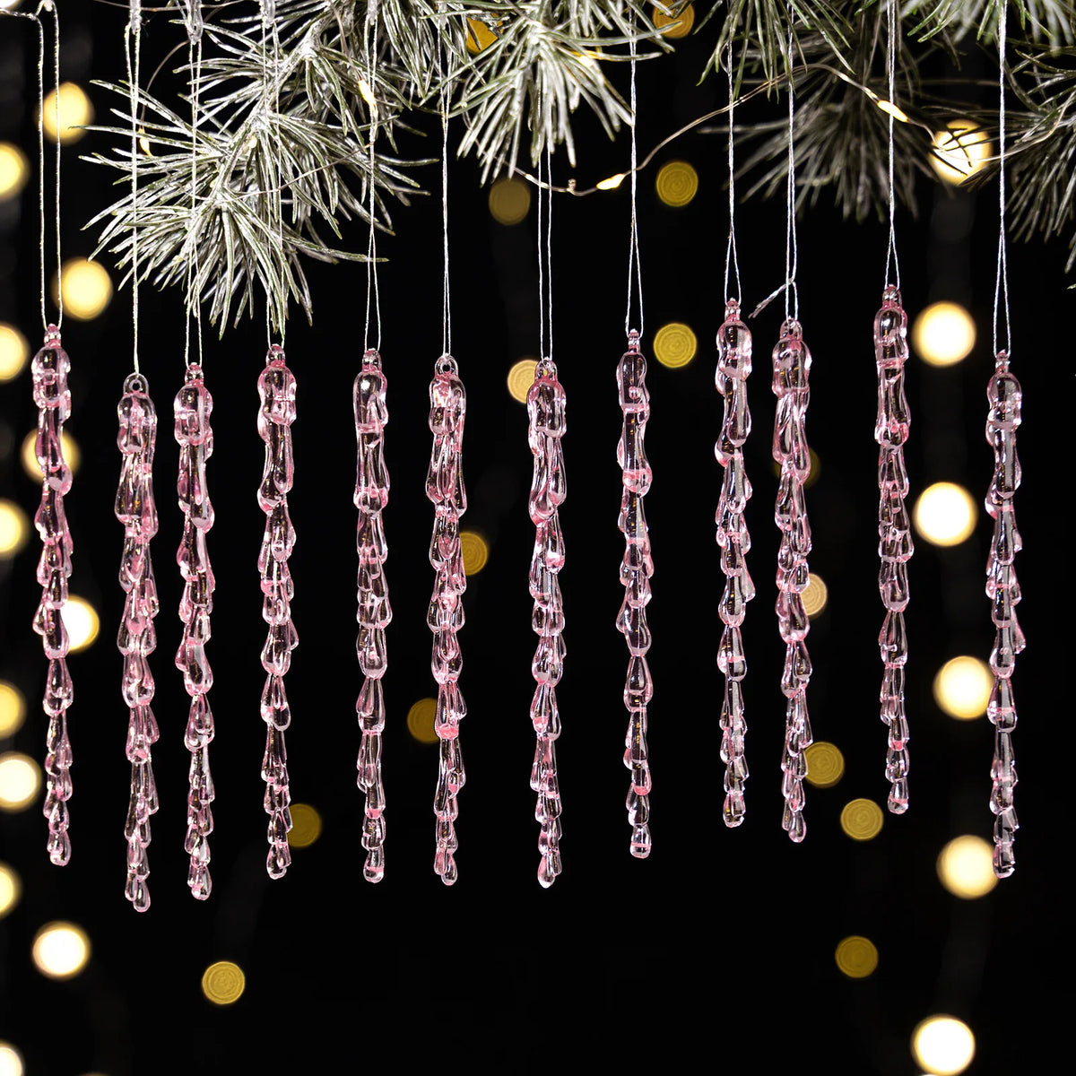 Transparent Acrylic Icicle Christmas Ornaments Xmas Tree Hanging Pendant Crystal Twisted Icicle Snowflake Home Party Decoration