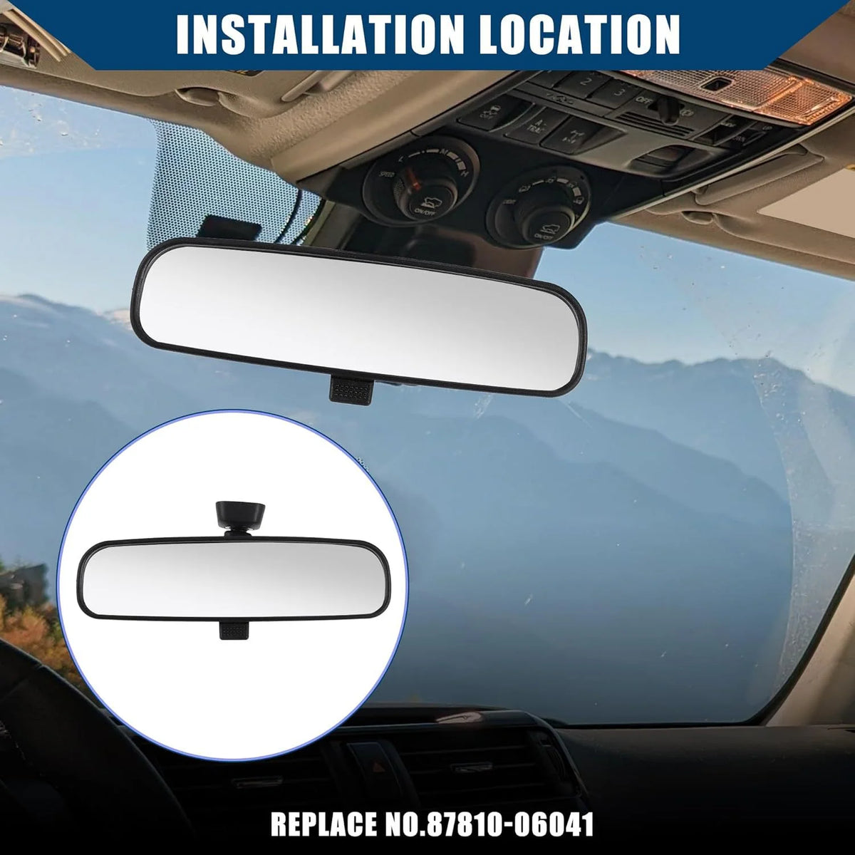 Interior Rear View Mirror 87810-06041, Black, for Toyota Camry 2004-2014