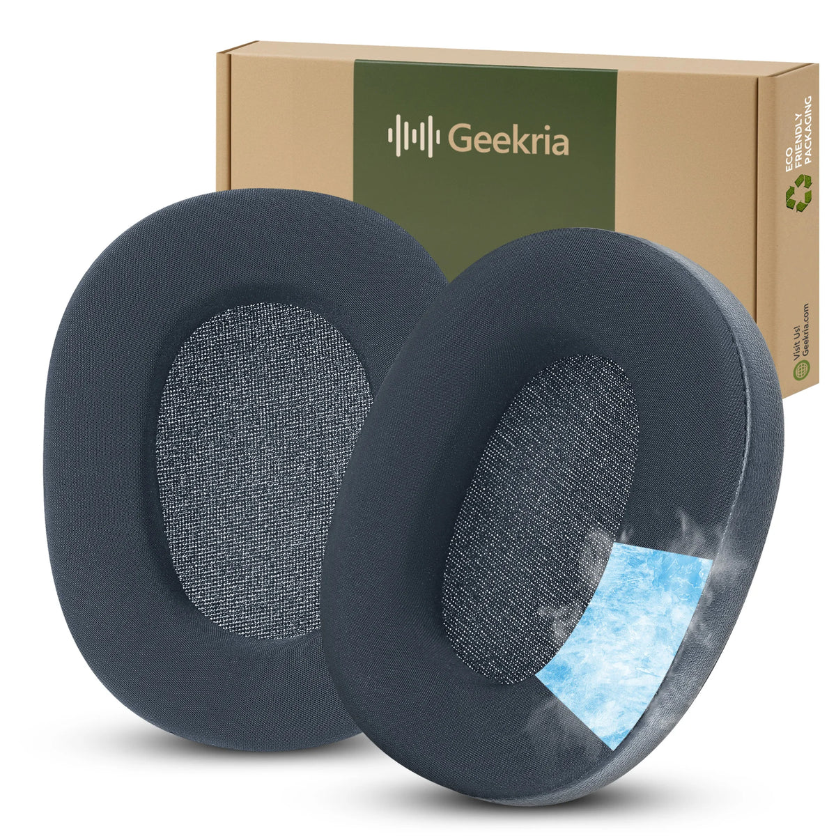 Geekria Cooling Gel Replacement Ear Pads for Sony WH-1000XM6, Platinum Silver