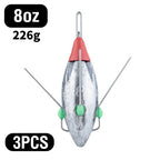 3Pcs Sputnik Fishing Sinker 3oz-8oz Surf Fishing Weight with Glow Bead Fast Sinking Casting Sinkers Catfish Beach Spider Weights