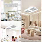 Remote Control Dual Head E27 Ceiling Fan Light Adjustable Angle Silent LED for Living Room Bedroom Kitchen Patio Home Decor