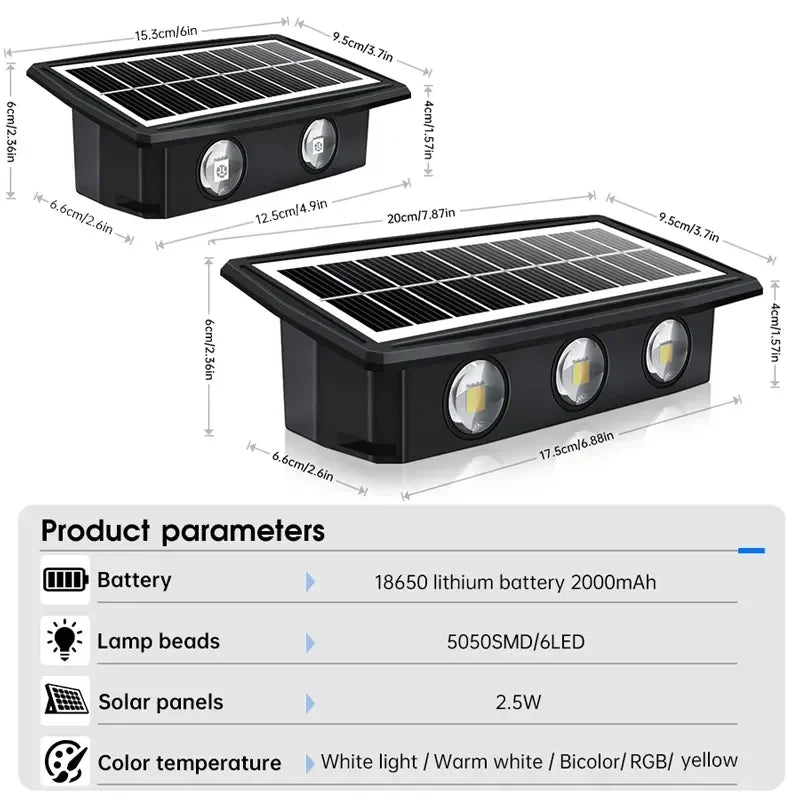 Solar Wall Lamp Led Outdoor Waterproof Decoration Garden Lamp Up And Down Luminous Lighting for Wall Porch Balcony Garden Street