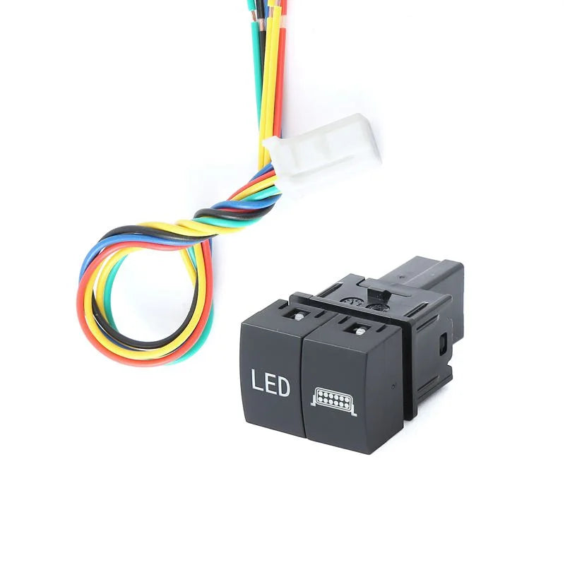 1 PC Green LED Car Dual Switch Fog Lights Radar Power Supply LED DRL Headlight On Off Switch Button Fit for Nissan X-TRAIL 2023