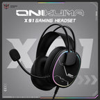 ONIKUMA X91 Gaming Headset Hi-Fi Surround Sound/USB Sound Card for PC PS Wired Gaming Headset Ergonomic Design