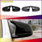 BMW X3 X4 X5 X6 Side Mirror Cover Caps Bright Black Carbon Fiber Style 2014-2018