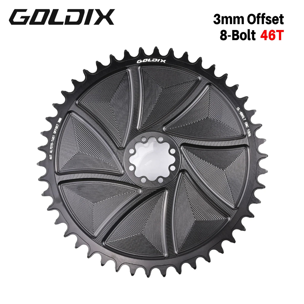 GOLDIX 8-Bolt Bicycle Chainring Wide and Narrow Teeth AERO Chainring CNC Hollow Cutting Machining for SRAM 8Bolt Crankset