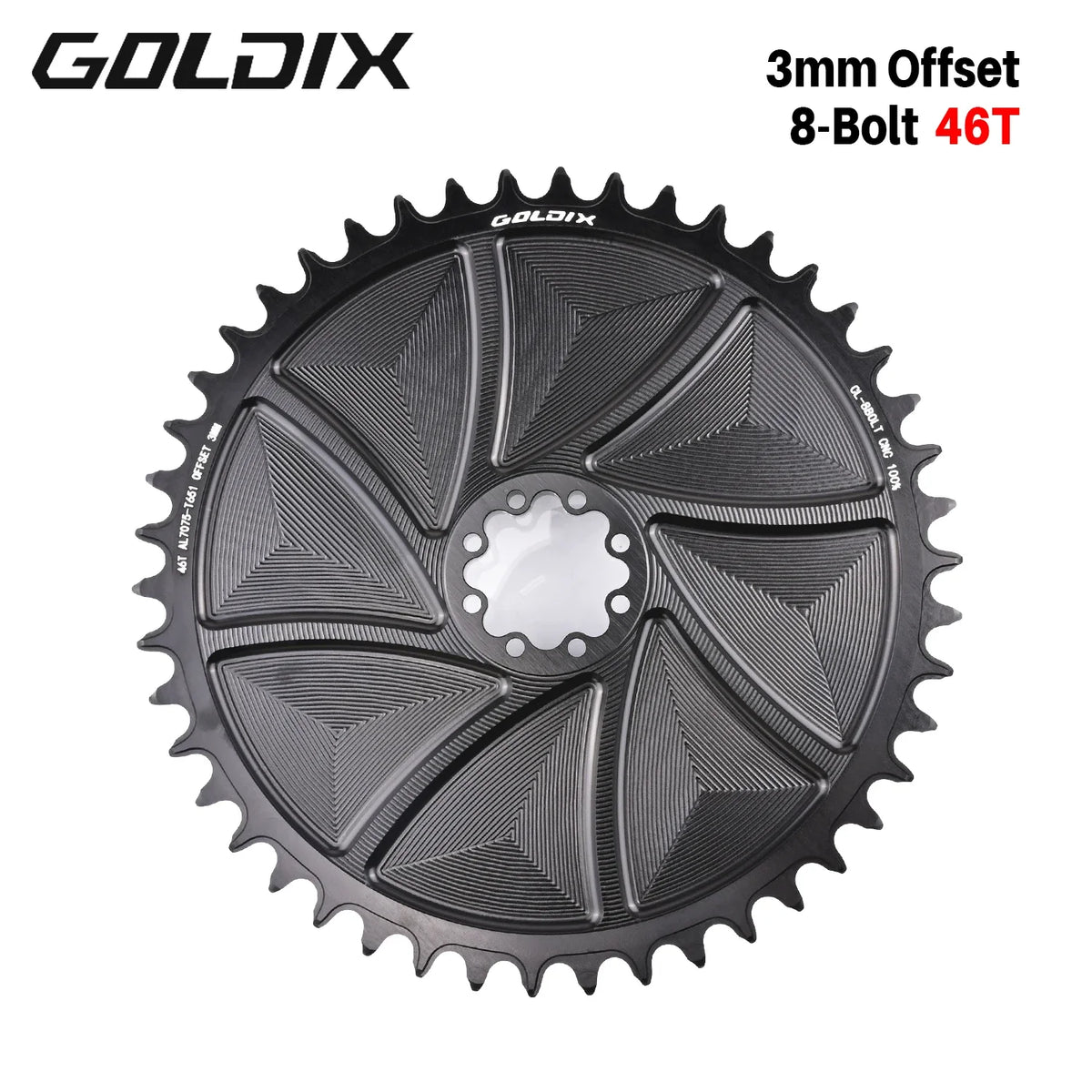 GOLDIX 8-Bolt Bicycle Chainring Wide and Narrow Teeth AERO Chainring CNC Hollow Cutting Machining for SRAM 8Bolt Crankset
