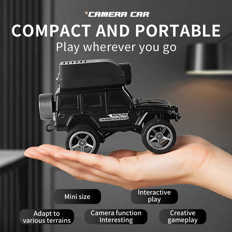 KF32 1:64 RC Mini Climbing Car with HD Camera & LED Lights, Alloy Body, Black/Yellow