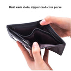 Men's Genuine Leather RFID Blocking Zip Wallet Vertical Credit Card Holder, Black/Coffee