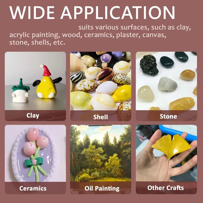1pc 50/100ml Super Gloss Clay Varnish Nom Toxic Scratch Resistant Air-dried Clay Glaze With Brush For Ceramic Wood Acrylic Paint