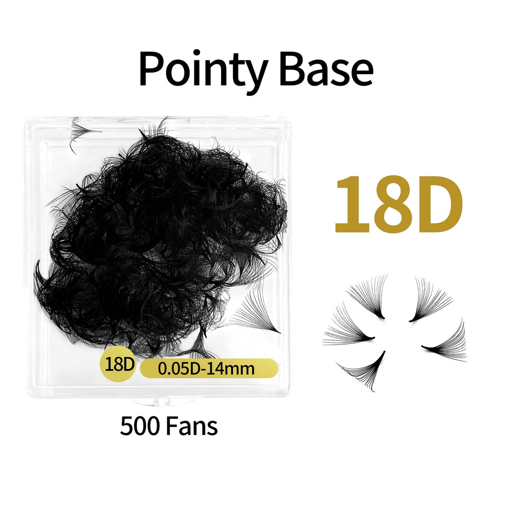 ABONNIE 500 Fans Loose Fan Lashes Extensions 6D-20D 8-18mm Pointy Base Premade Medium Stem Sharp Thin Russian Volume Eyelash