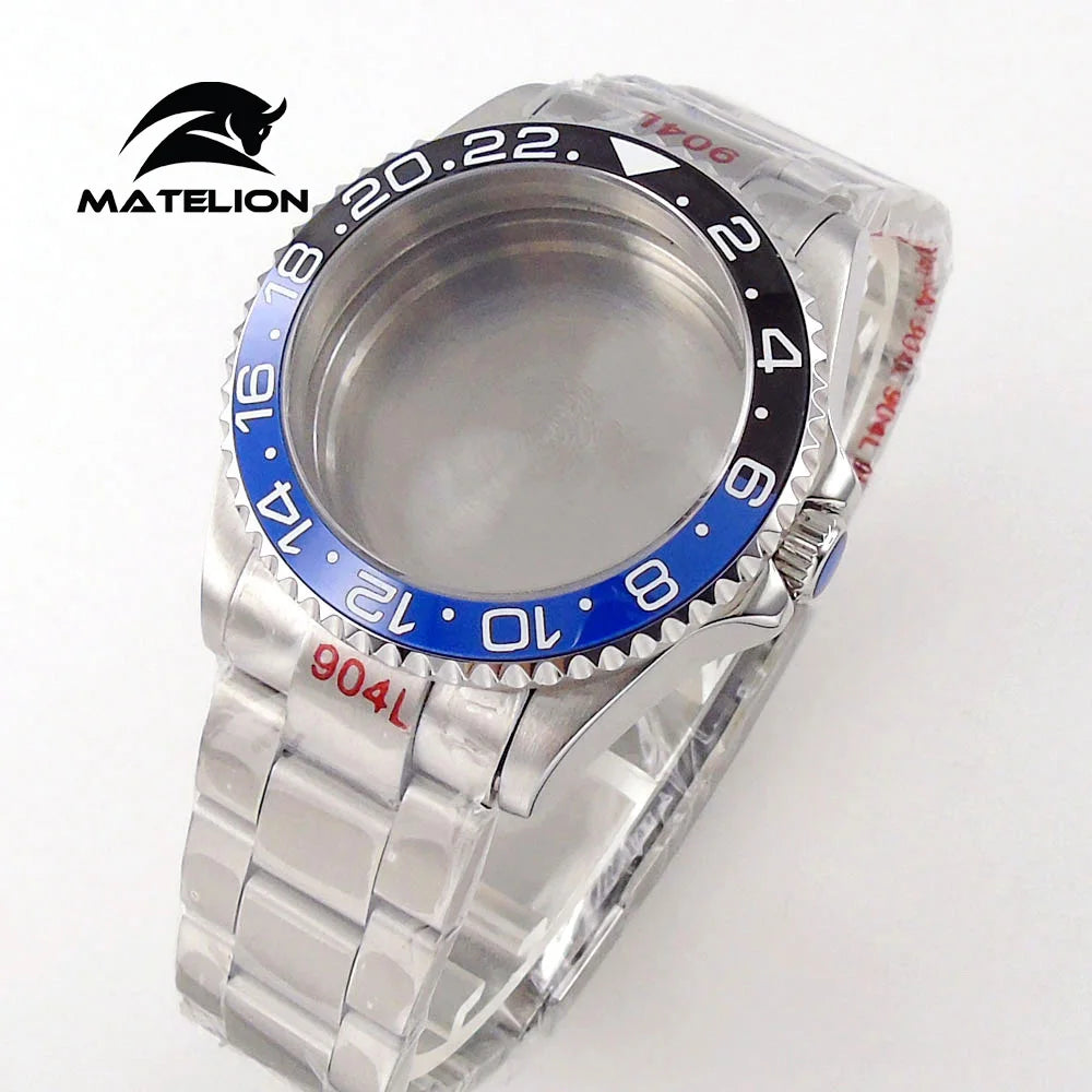 Matelion 20ATM Dive 40mm SUB Case Fit NH35 NH34 GMT ETA 2824 PT5000 Watch Case Steel Bracelet Sapphire 120 Clicks Sliding Buckle