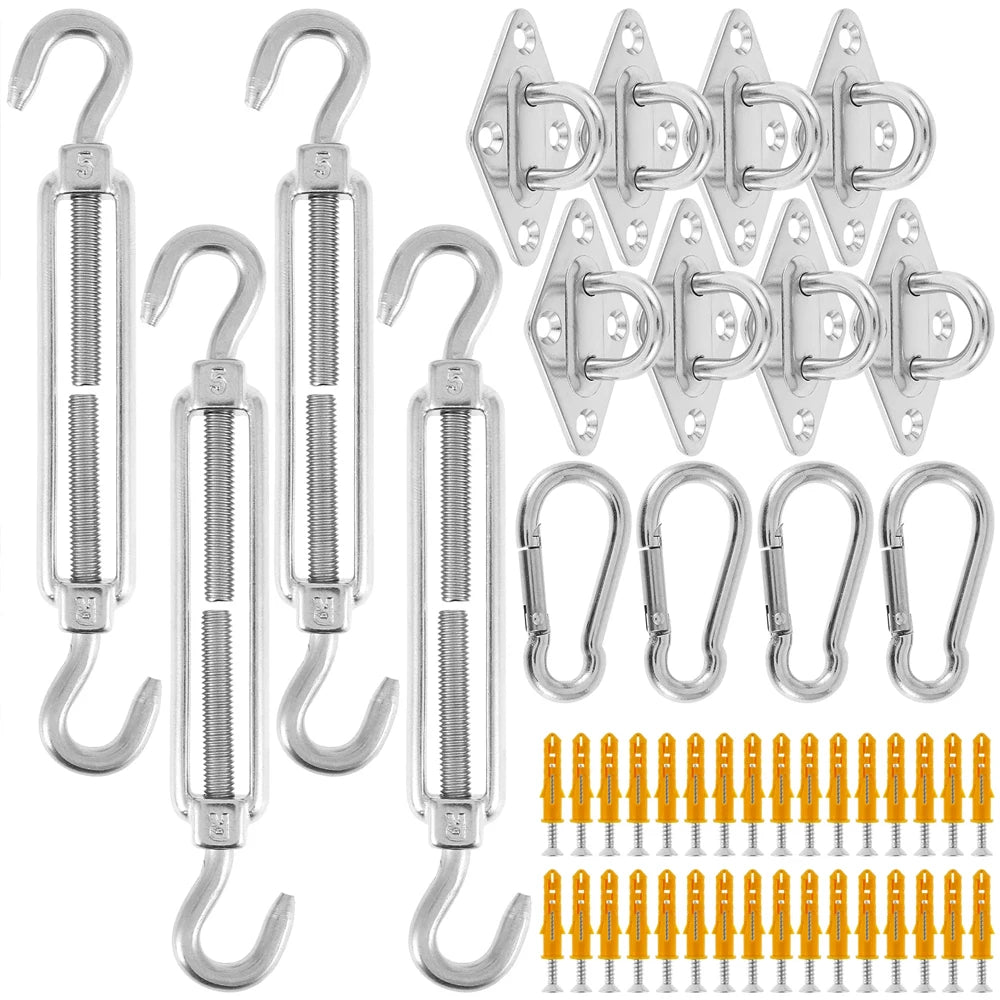 Stainless Steel Shade Sail Hardware Kit Heavy Duty Attachment Set 24pcs, 48pcs or 96pcs