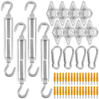 Stainless Steel Shade Sail Hardware Kit Heavy Duty Attachment Set 24pcs, 48pcs or 96pcs