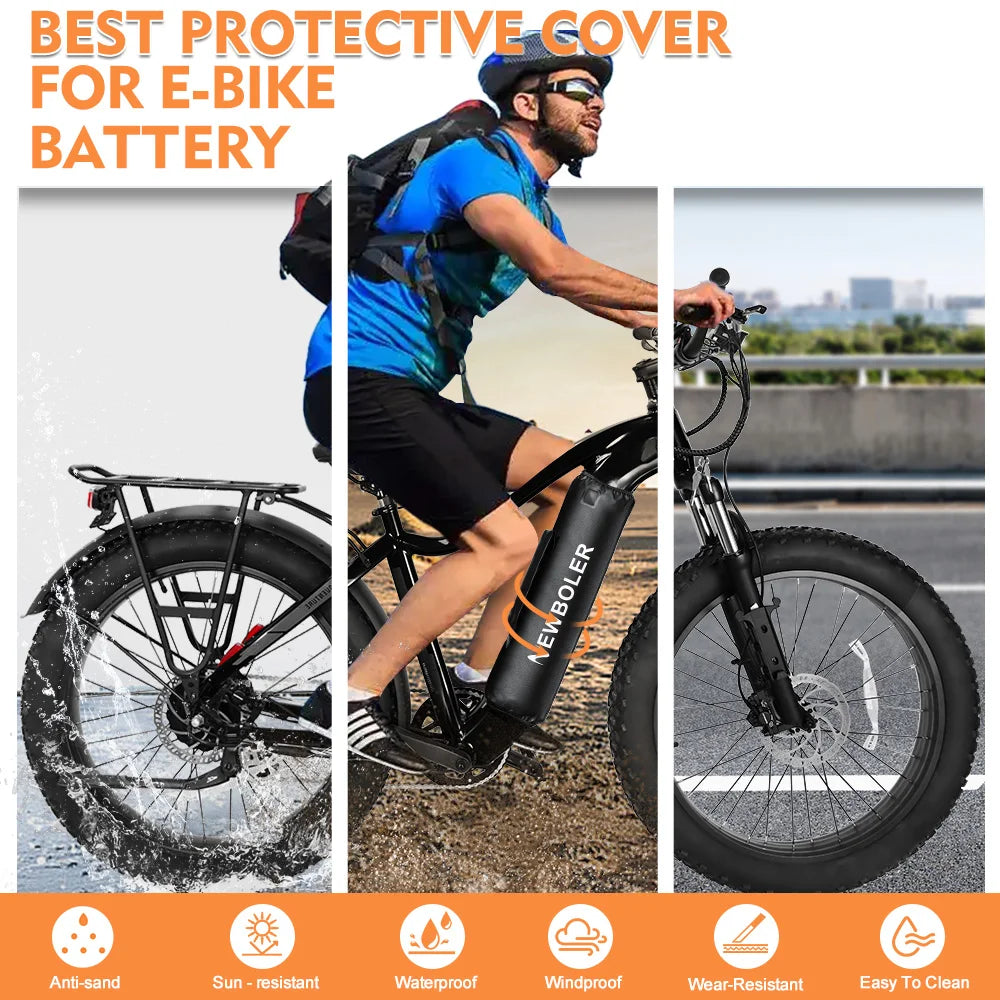NEWBOLER E-Bike Battery Protective Cover USB Electric Heating Waterproof Electric Bike Battery Bag Suitable For Most Car Models