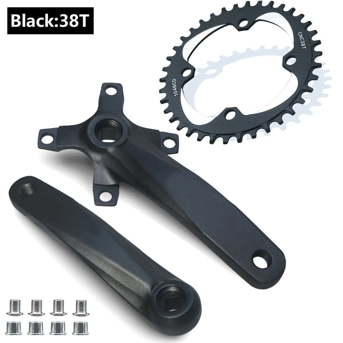 Bicycle crankset square taper single chainring 30T-42T black 152/165/170mm