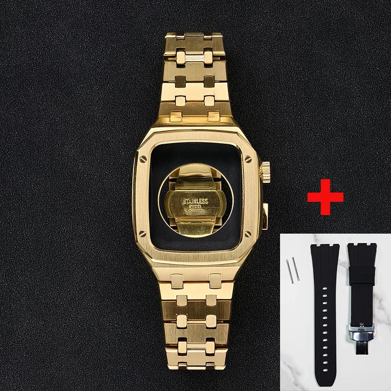 Luxury Stainless Steel Mod Kit for Apple Watch 11 10 9 8 7 46MM 44/45mm Metal Bezel Frame for iWatch 6 5 4 3 SE 40/41mm Band Set