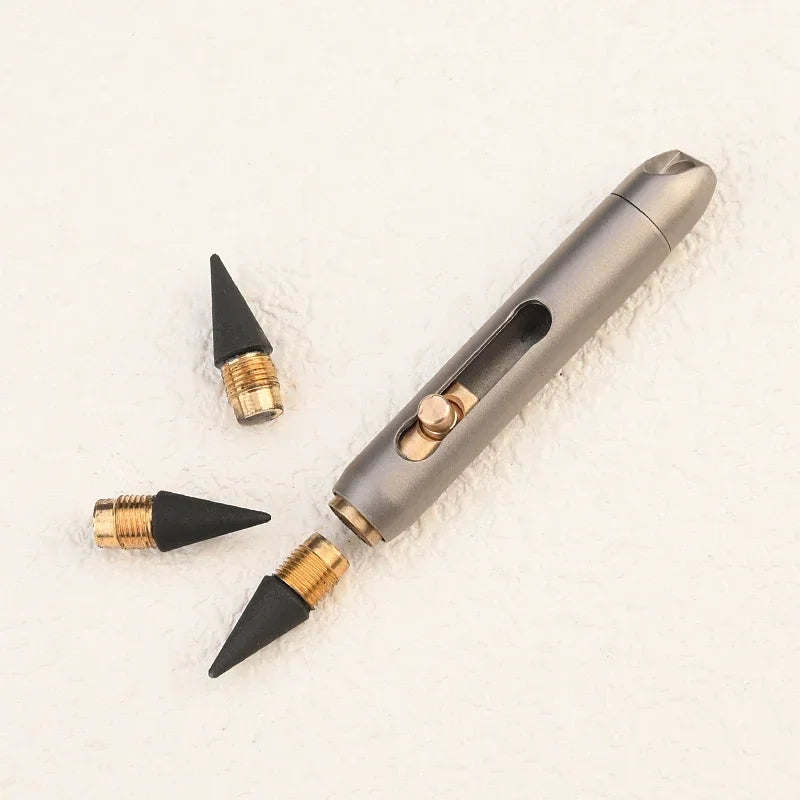 Titanium Alloy MINI Eternal Pencil Needn‘t  Shave Erasable Pencil Portable Key Pendant Pocket Pen Emergency Writing 2 Pen Tips