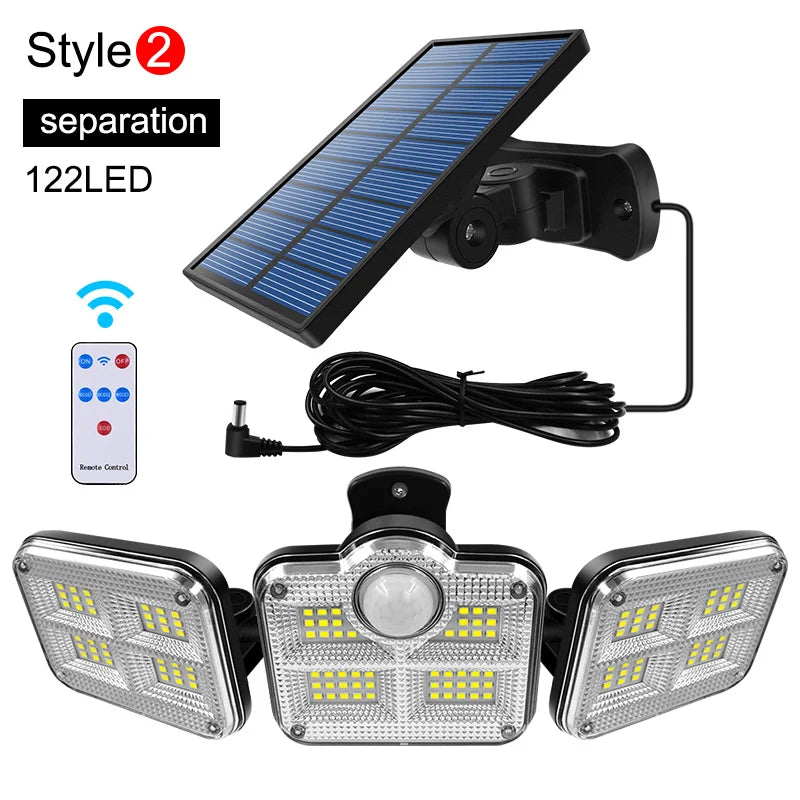 20W Solar LED Garden Light IP65 Waterproof Adjustable Head 3 Modes 122/182/333 LED
