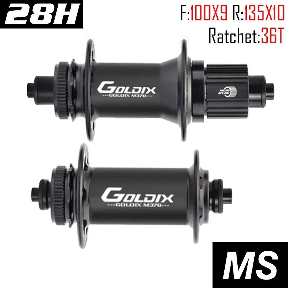 GOLDIX GDX370 Bicycle Hub Sealed Bearing Center Lock Disc Brake J-Bend 28 Holes Ratchet 36T BOOST MTB Hub for Shimano HG MS XD