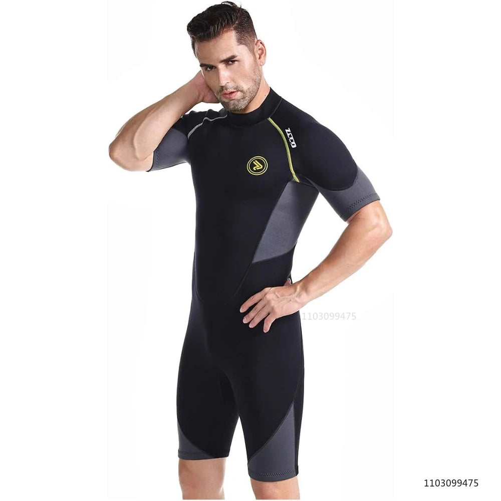 ZCCO Men's Neoprene Shorty Wetsuit Back Zip 1.5mm or 3mm Black Sizes S-4XL