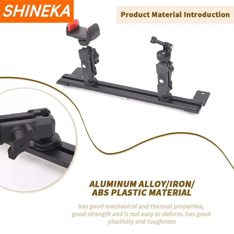 SHINEKA Car Center Console Slide Rail Expansion Mobile Phone Holder GPS Bracket for Jeep Wrangler JL Gladiator JT 2018-2024 Up