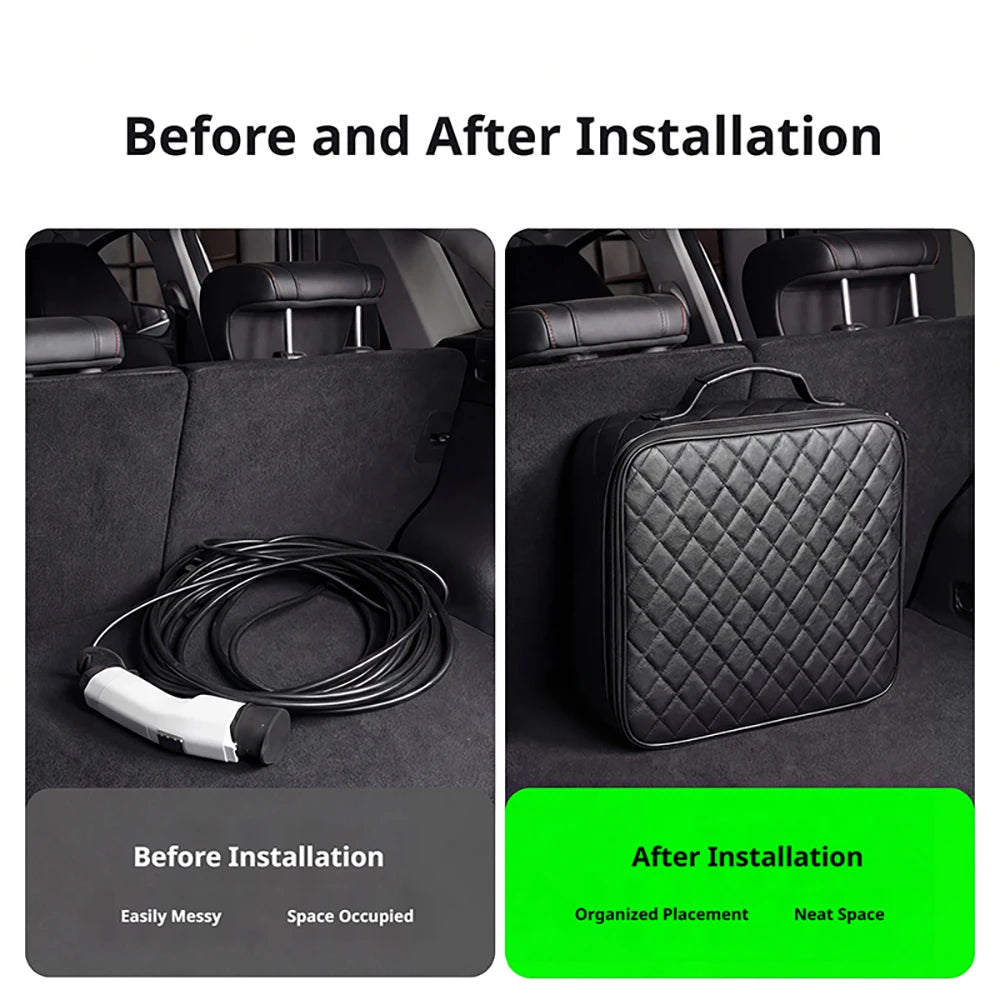 Waterproof Portable EV Charger Cable Storage Bag for Electric Vehicle Charging Gun Organizer Tool Case Auto Rechargeable Handbag