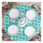 Fitted Round Plastic Vinyl Table Cloth Flannel Backing Elastic Edge Waterproof Table Protector for Dining Room Table Cover