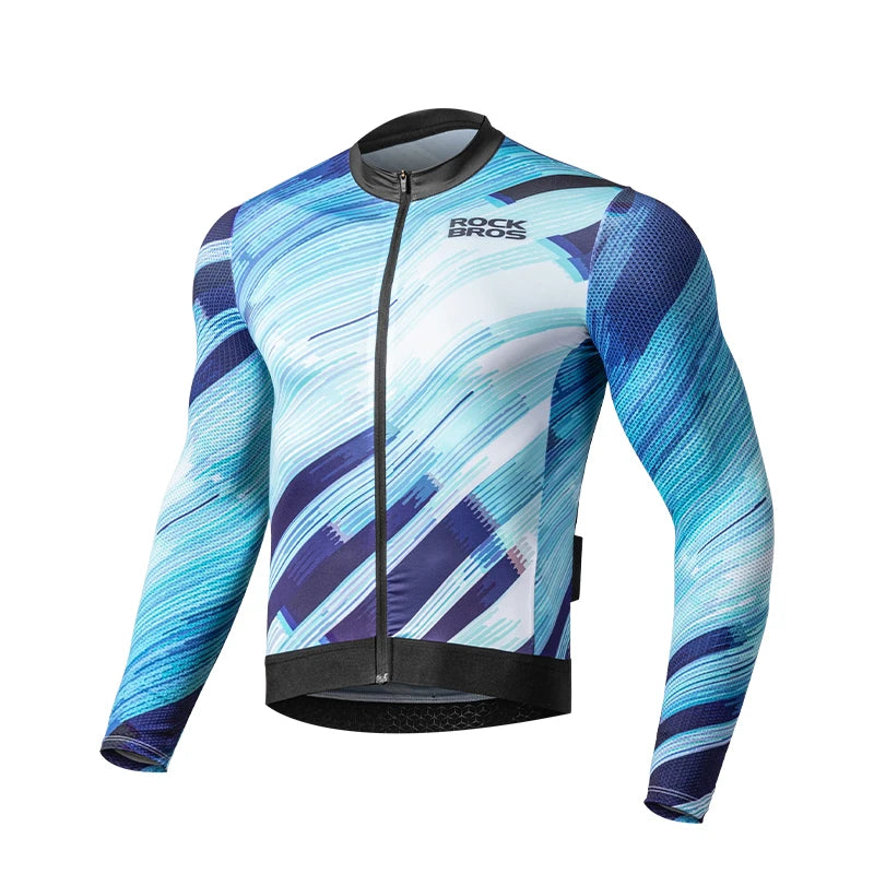 ROCKBROS Spring Summer Cycling Jersey Lightweight Breathable Long Sleeve Jersey Cycling Shirt Bike Uniform Men Cycling Clothing