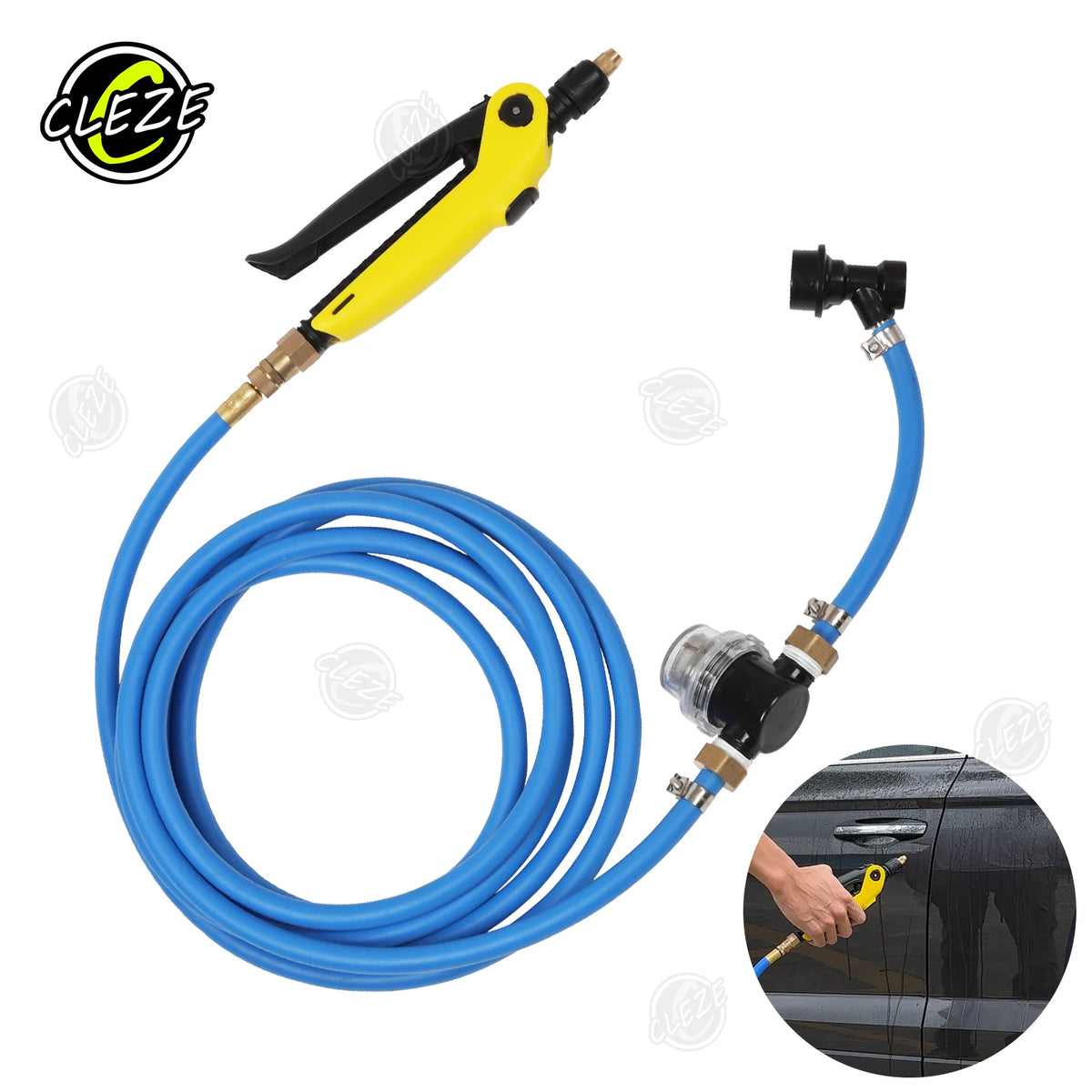 CLEZE 19 Feet High Pressure PPF Car Wrapping Wash Water Hose with Nozzle Spray Gun for Tint Spray Kegs
