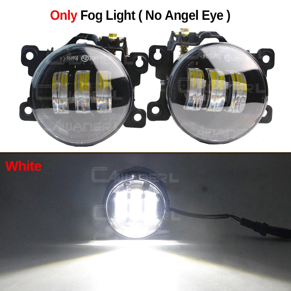 2 Pieces 90MM Round Angel Eye LED Fog Light For Suzuki Jimny 1998-2017 30W H11 Adjustable Car Front Fog Daytime Running Lamp DRL