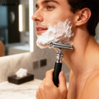 iRAZOR Classic T-Shaped DE Double Edge Safety Razor for Men Black Textured Non-Slip Shaving Machine Ideal Christmas Gift