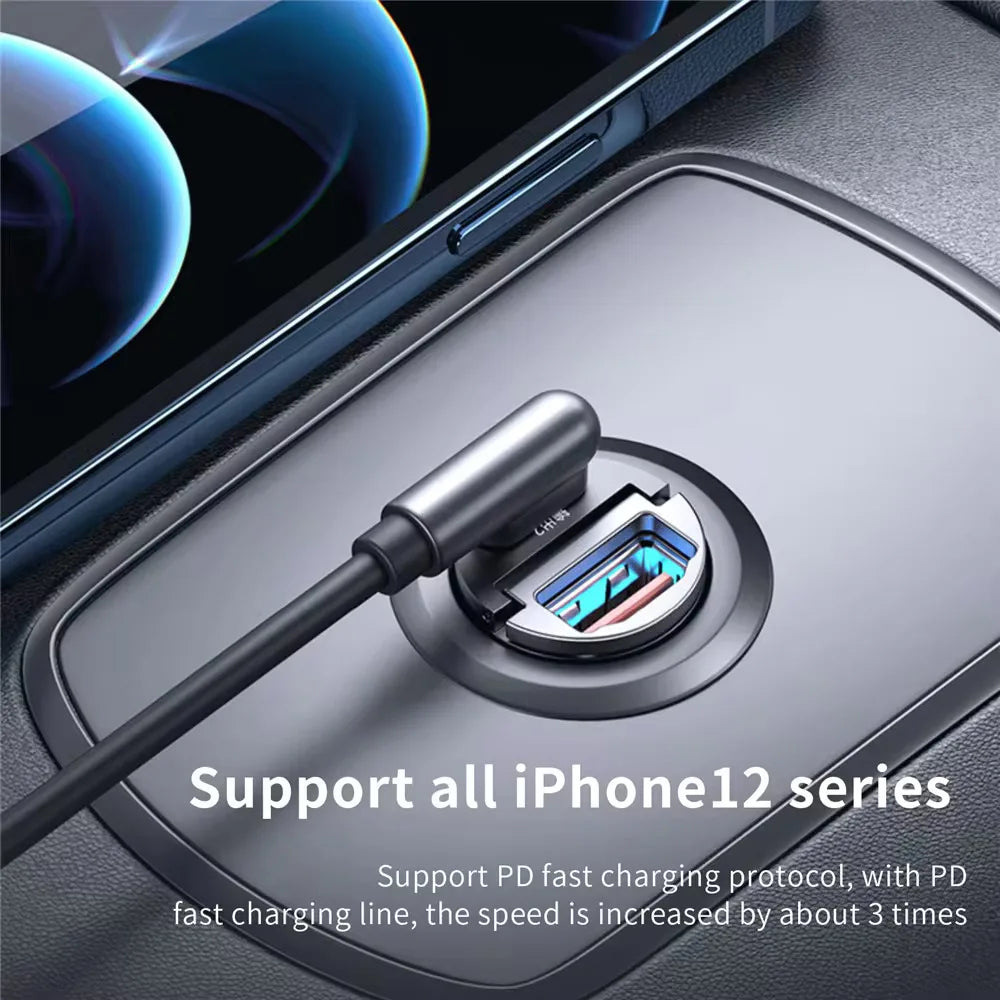 100W/200W QC3.0 PD Mini Car Charger 12-24V Lighter Fast Charging Car USB Type C Charger for Xiaomi Samsung iPhone Power