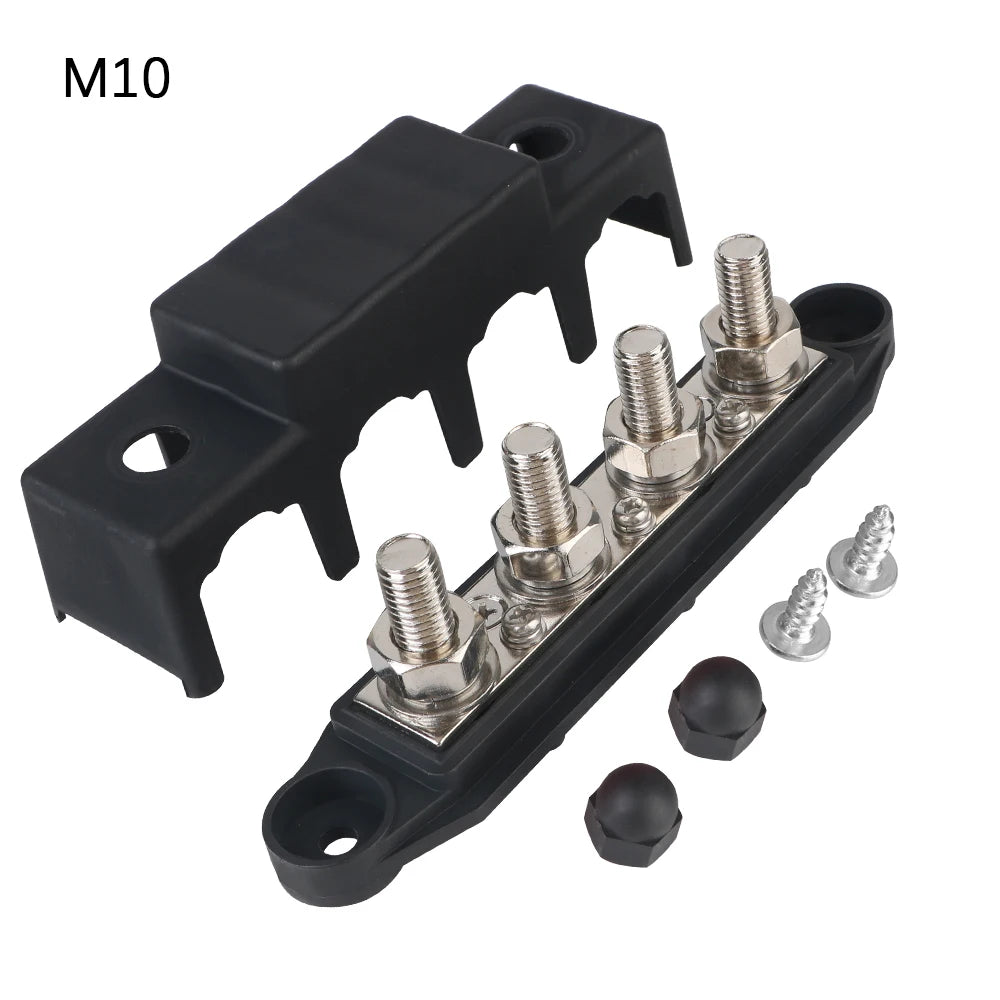 Caravan RV Power Distribution Block 4 Ways 48V 250A DC Bus Bar Electro Junction For Boat Truck Car Accessories M8 M10 Studs